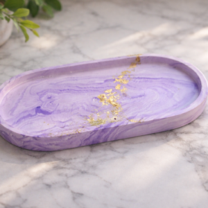 vide poche violet en résine minérale incrusté d'or